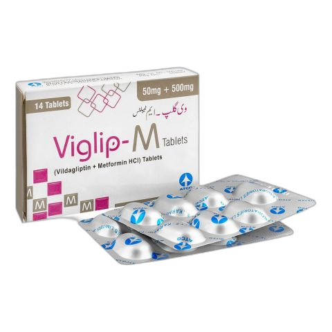 ATCO Laboratories Viglip-M Tablet, 50mg/500mg, 14-Pack
