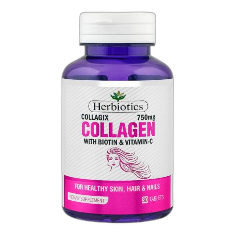Herbiotics Collagen With Biotin & Vitamin C, For Healthy Skin, Hair & Nails, 750mg Dietary Supplement, 30-Pack
