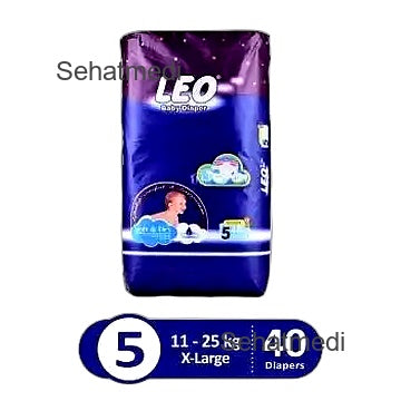 Leo Baby Diapers Jumbo Pack X-Large Size 5 40Pcs
