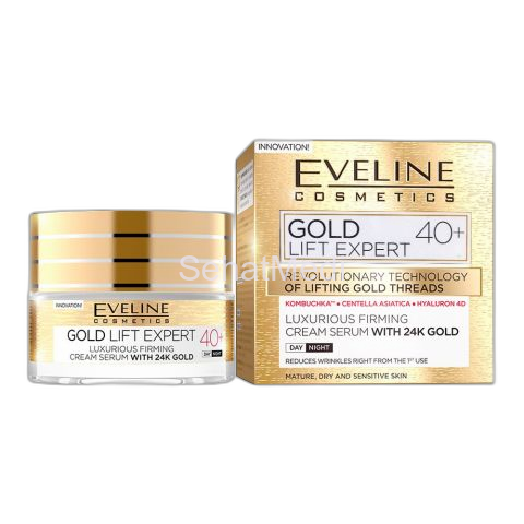 Eveline Gold Lift Expert 40+ Day And Night Firming Cream Serum, With 24K Gold, Mature, Dry & Sensitive Skin, 50ml