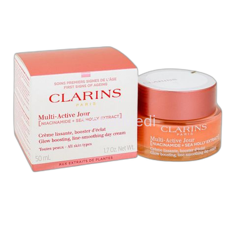 Clarins Paris Multi-Active Face Day Cream with Niacinamide+Sea Holly Extract, For All Skin Types, 50ml