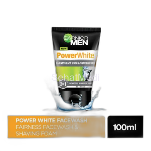 Garnier Power White Face Wash & Shaving Foam 100ml - Grooming Solution for Menâ€™s Skin Needs