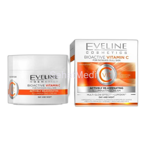 Eveline Bio Active Vitamin C Actively Rejuvenating Illuminating Day & Night Cream, For Fatigued & Dull Skin, 50ml