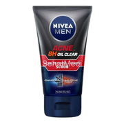 Nivea Men Acne 8 Hours Oil Clear Acne Defense+Purify Charcoal Scrub, Charcoal+Salicylic, No Skin Dry Out, 100ml