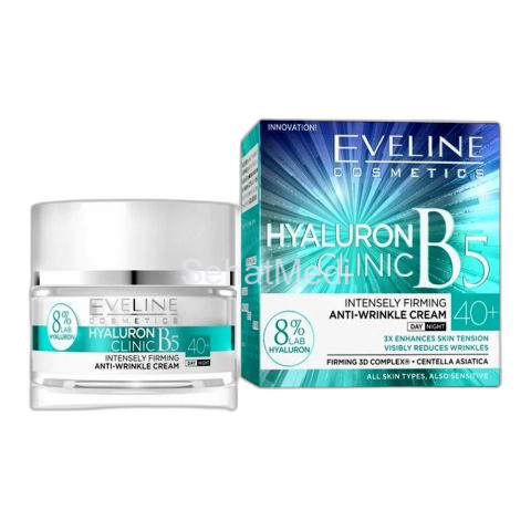 Eveline Hyaluron Clinic B5 40+ Day And Night Anti-Wrinkle Cream, All Skin Types, 50ml