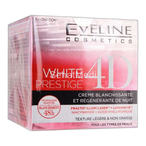Eveline 48H White Prestige 4D Whitening & Regenerating Night Cream, 50ml