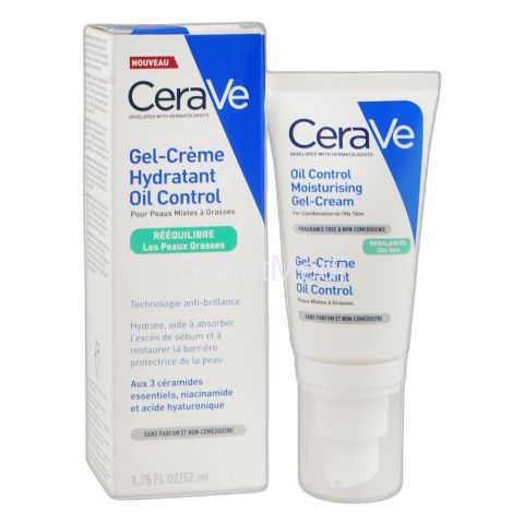 CeraVe Oil Control Gel-Cream Moisturizer, Fragrance Free, For Oily to Combination Skin, 52ml