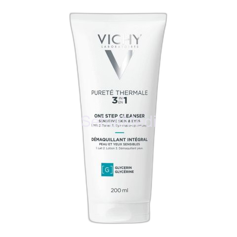 Vichy Purete Thermale 3-in-1 Face Cleanser (Milk+Toner+Eye Makeup Remover), For Sensitive Skin and Eyes, 200ml