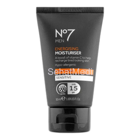 Boots No. 7 Men Energising Daily Care Sensitive Moisturiser, 50ml