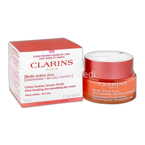 Clarins Paris Multi-Active Face Day Cream with Niacinamide+Sea Holly Extract, For Dry Skin, 50ml