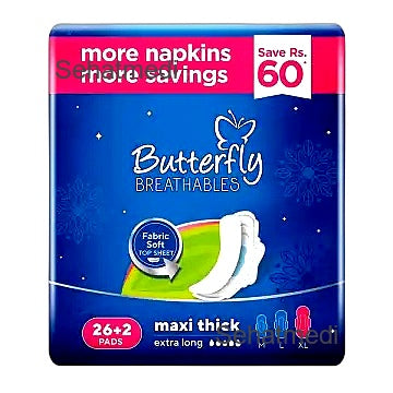 Butterfly Breathable Maxi Thick Xl Sanitary Pads Trio 26+2