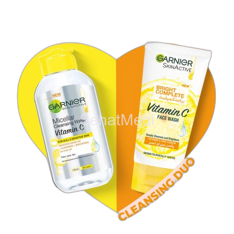 Garnier Brightening Cleansing Duo - Vitamin C Facewash 100ml + Micellar Water 125ml