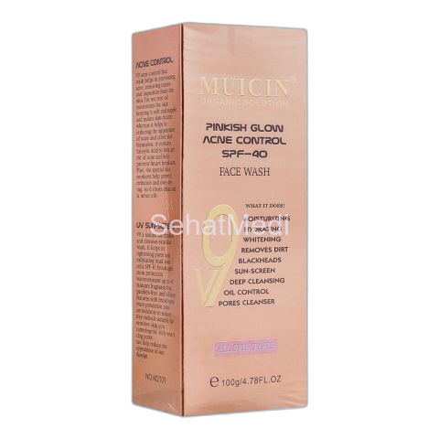 Muicin V9 Pinkish Glow Acne Control SPF-40 All Skin Type Face Wash, All Skin Types, 100g