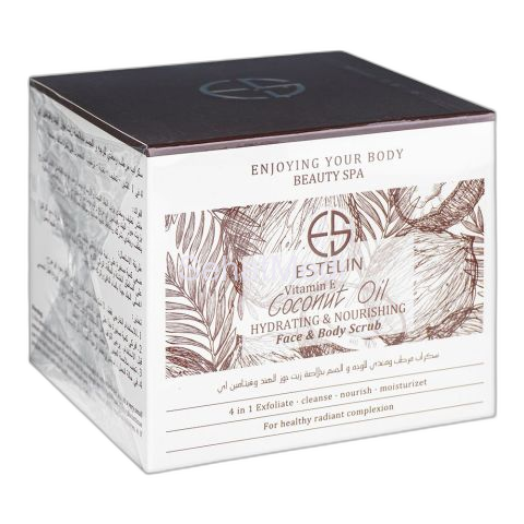 Estelin Vitamin E And Coconut Oil Hydrating & Nourishing Face & Body Scrub, 250g