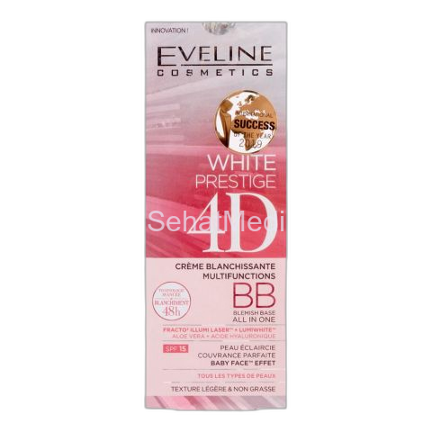 Eveline 48H All-In-One White Prestige 4D BB Whitening Multifunction Cream, SPF 15, 50ml