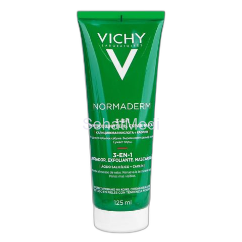 Vichy Normaderm 3-In-1 Cleanser (Scrub+Cleanser+Mask), For Oily Acne-Prone Skin, 125ml