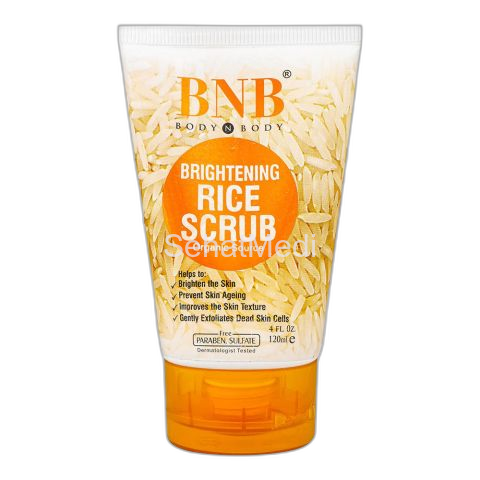 BNB Organic Source Brightening Rice Scrub, Paraben and Sulfate Free, Dermatologist-Tested, 120ml