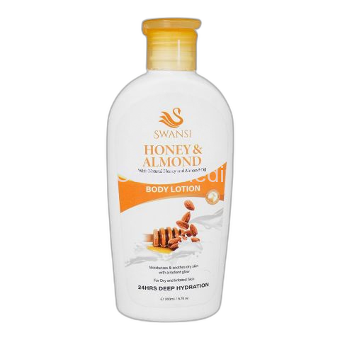 Swansi Honey & Almond 24 Hours Deep Hydration Body Lotion, For Dry & Irritated Skin, 200ml