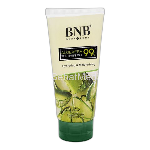 BNB Aloe Vera 99% Soothing Gel, Paraben and Sulfate Free, Dermatologist-Tested, 200ml