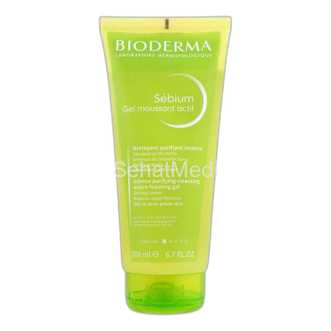 Bioderma Sebium Gel Moussant Actif Intense Purifying Cleansing Active Foaming Gel, Oily To Acne-Prone Skin, 200ml