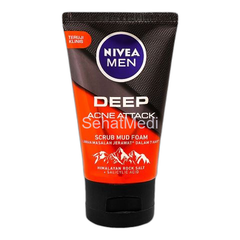 Nivea Men Deep Acne Attack Scrub Mud Foam, 100ml