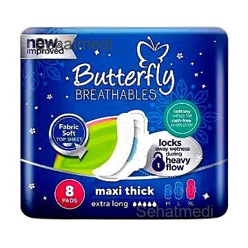 Butterfly Maxi Thick Night Cottony Sanitary Pads Extra Long 8Pcs