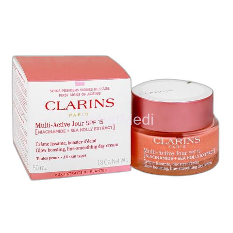 Clarins Paris Multi-Active SPF 15 Face Day Cream with Niacinamide+Sea Holly Extract, For All Skin Types, 50ml