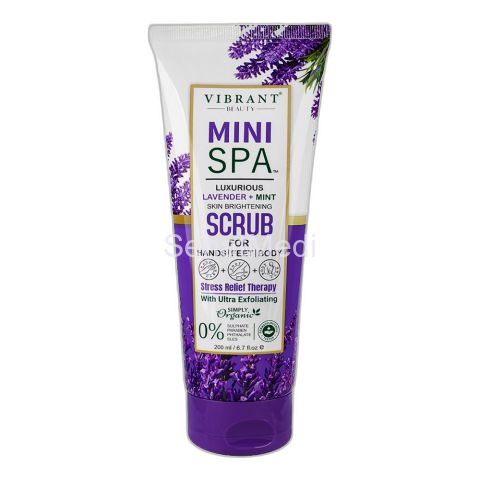 Vibrant Beauty Mini SPA Luxurious Lavender+Mint Skin Brightening Scrub, 200ml