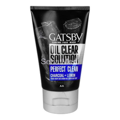 Gatsby Oil Clear Solution Perfect Clean Charcoal+Lemon Cooling Face Wash, Oil Control, 100g