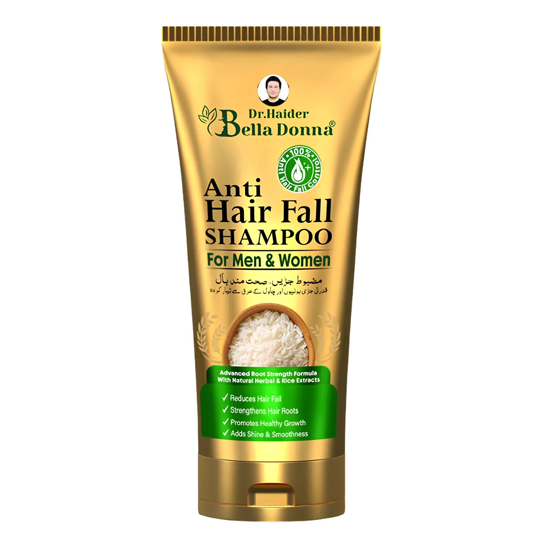 Dr. Haider Bella Donna Anti Hair Fall Shampoo with Rice Extract and Herbal Extracts for stronger, healthier, and shinier hair