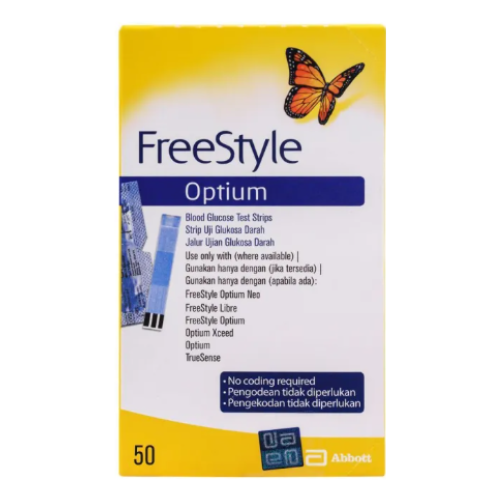 Freestyle Optium Blood Glucose Test Strips (Box = 50 Test Strips)