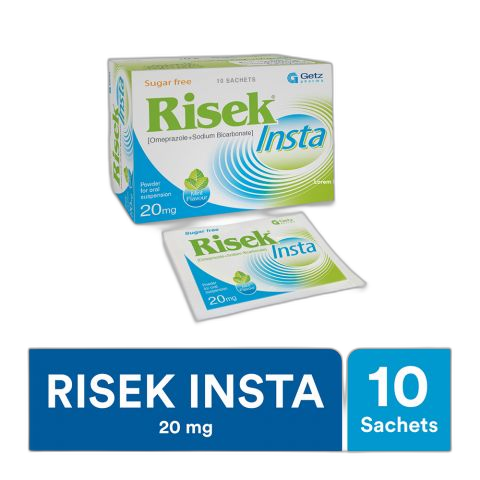 Getz Pharma Risek Insta Sugar-Free Sachet, 20mg, 10-Pack