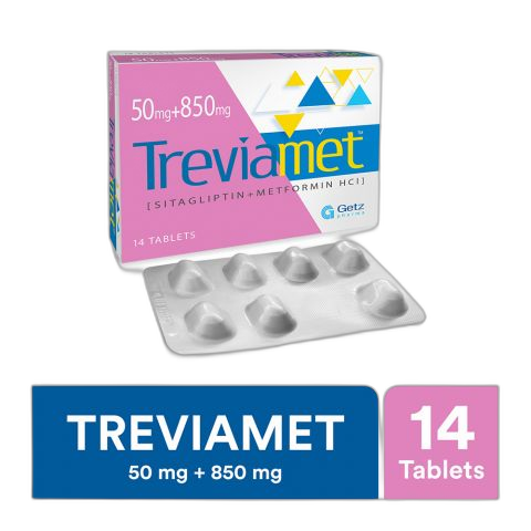 Getz Pharma Treviamet Tablet, 50mg + 850mg, 14-Pack