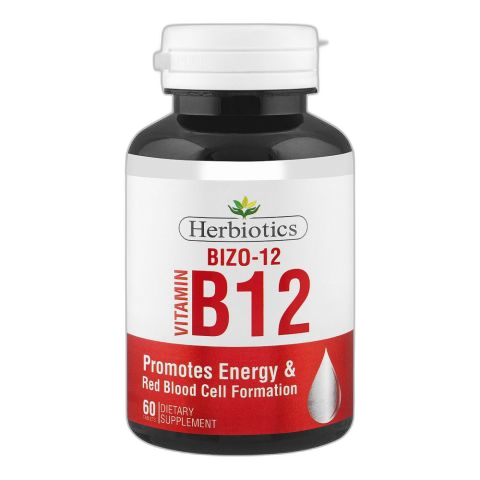 Herbiotics Bizo B-12 Supplement, Promotes Energy & Red Blood Cell Formation, 500mg, 60-Pack