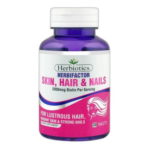 Herbiotics Herbifactor 2000mcg Biotin, For Lustrous Hair, Radiant Skin & Strong Nails, Dietary Supplement, 30-Pack