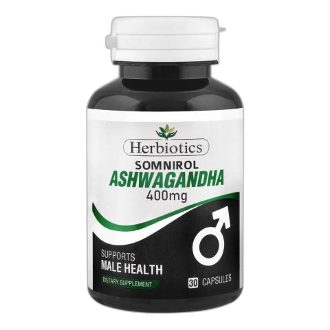Herbiotics Somnirol Ashwagandha, Supports Male Health, 400mg Dietary Supplement, 30-Pack