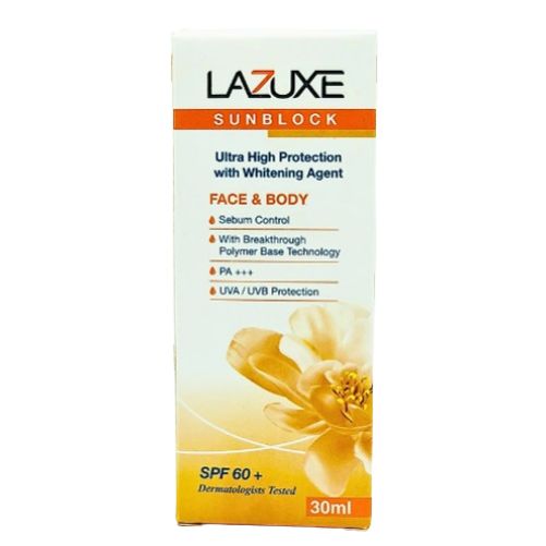 LAZUXE Sunblock 30ml SPF 60 - Vitamin-Enriched UV Protection