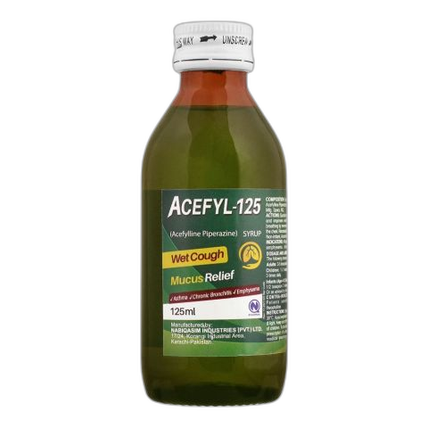 NabiQasim Acefyl Wet Cough Mucus Relief Syrup, 125ml