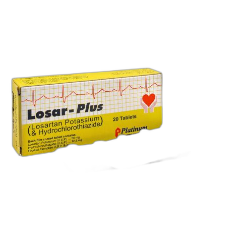 Platinum Pharmaceuticals Losar-Plus Tablet, 50mg/12.5mg, 20-Pack