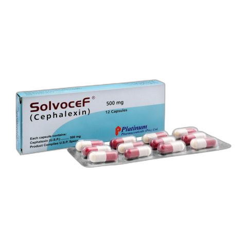 Platinum Pharmaceuticals Solvocef Capsule, 500mg, 12-Pack