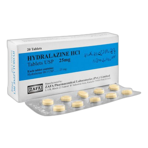Zafa Pharmaceuticals Hydralazine Tablet, 25mg, 20-Pack