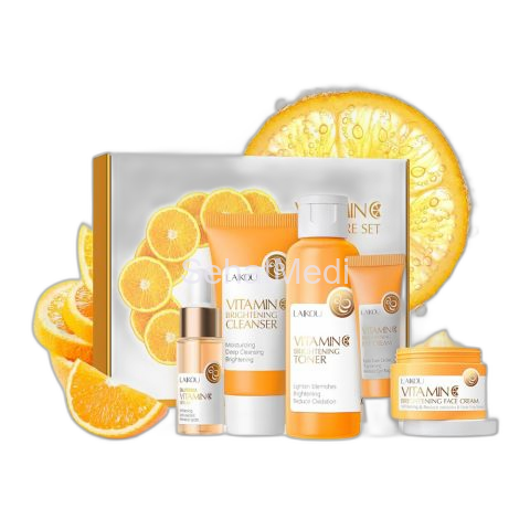 LAIKOU Vitamin-C Skincare Set With Cleanser, Toner, Serum, Eye and Face Cream, For All Skin Types, LK92245E