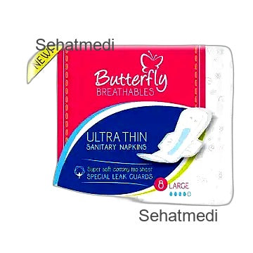 Butterfly Breathables Ultra-Thin Cottony Sanitary Pads Long 8Pc