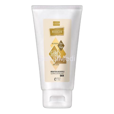 Muicin 24K Gold Oil Control Clear & Bright Anti Acne Face Wash, Remove Dead Skin Layers, 150g