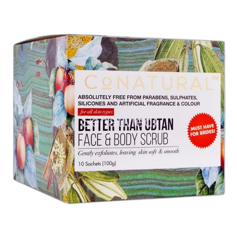 CoNatural Better Than Ubtan Face & Body Scrub, 10 Sachets, All Skin Types, 100g