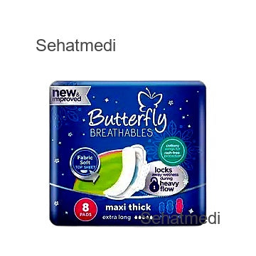 Butterfly Breathables Maxi Thick Sanitary Pads Extra Long 8 Pcs