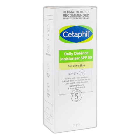 Cetaphil Daily Defence Face Moisturizer, Day Cream & Sunscreen, SPF 50, For All Skin Types, 50g