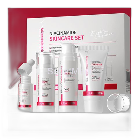 LAIKOU Pro Advanced Niacinamide Skincare Set With Cleanser, Toner, Serum, Cream, For All Skin Types, LK92924A