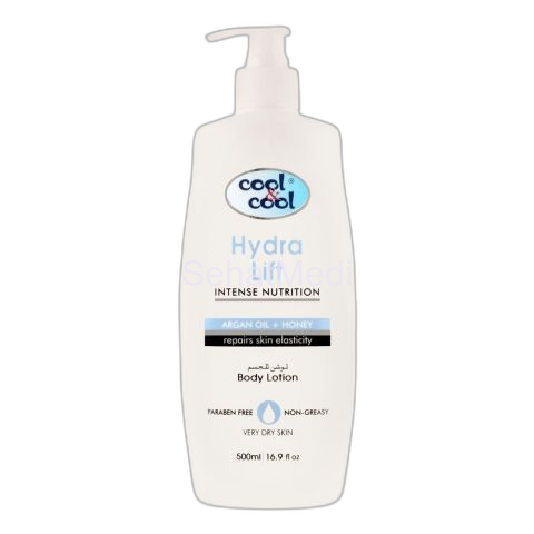 Cool & Cool Intense Nutrition Hydra Lift Argan Oil + Honey Body Lotion, Very Dry Skin, 500ml