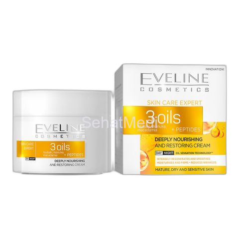 Eveline Skin Care Expert 3 Oils Deeply Nourishing And Restoring Day & Night Cream, 50ml